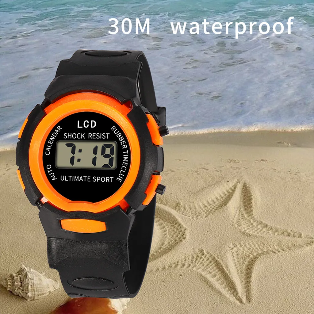 Детский Аналоговый Цифровой спортивный светодиодный водонепроницаемый наручные часы для девочек, новинка - Цвет: D