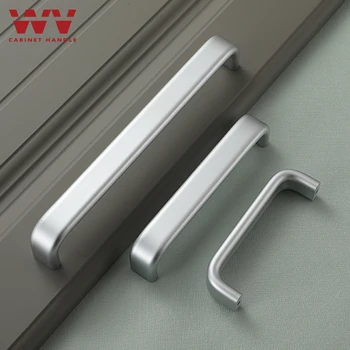 WV Aluminium Alloy Silver Cabinet Handles Kitchen Cabinet Pulls Drawer Knobs Pulls Furniture Handle Cabinet Door Hardware 230