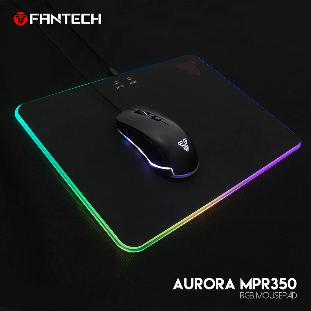 Fantech MPR350 акриловая RGB игровая коврик для мыши 35,5x25,5x0,06 см противоскользящая натуральная резина и гладкая поверхность для коврика для мыши геймера