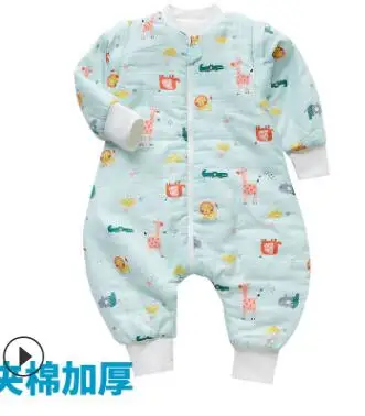 Детский спальный мешок; Зима г.; муслиновый спальный мешок для малышей; плотные детские спальные мешки с длинными рукавами; спальный мешок для малышей; От 1 до 5 лет - Цвет: blue giraffe