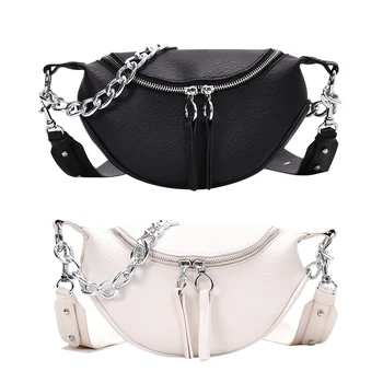 

Fashion Chain Fanny Waist Bag Pouch Shoulder Pack Purse Chain Women Zipper PU Chest Female Elegant Shoulder Handbags