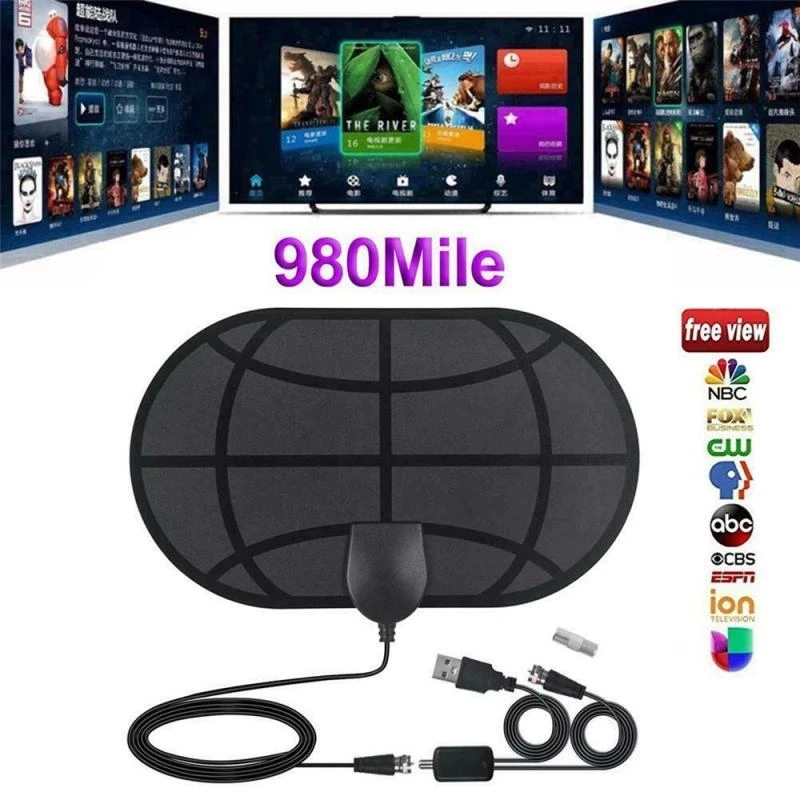 New Indoor TV Antennas 980 Mile Range Antenna 4K Digital HDTV with Amplifier Signal Booster Active Indoor 25dB HD TV Radius Surf