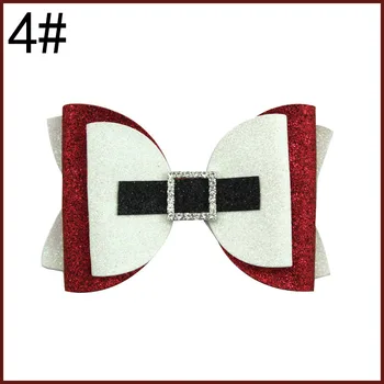 

free shipping 50pcs 4.5'' big glitter christmas hair bows Thanksgiving Day Glitter Hair Bows for Girls hair accessories Sparkly