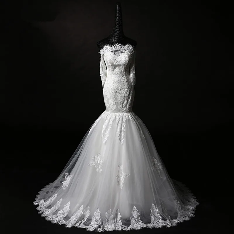 

real photos appliques beading hot sexy boat neck 2018 lace mermaid vestido de noiva bridal gown mother of the bride dresses