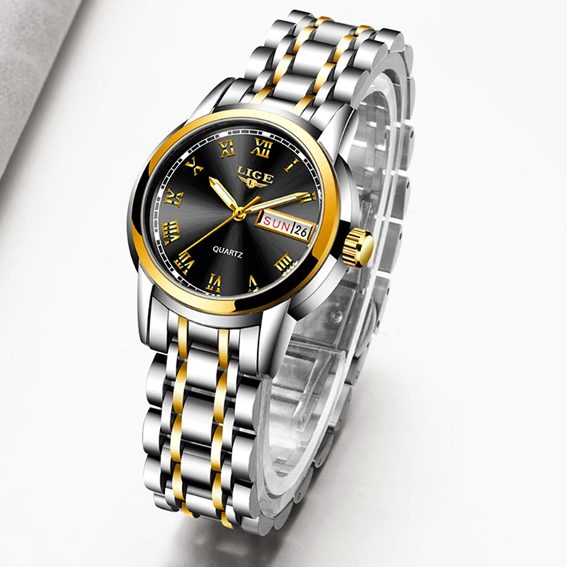 

LIGE Women Watches New Fashion Watch Ladies Watch Top Luxury Brand Quartz Clock Gold Wrist Watch 2020 Gift For Women Reloj Mujer