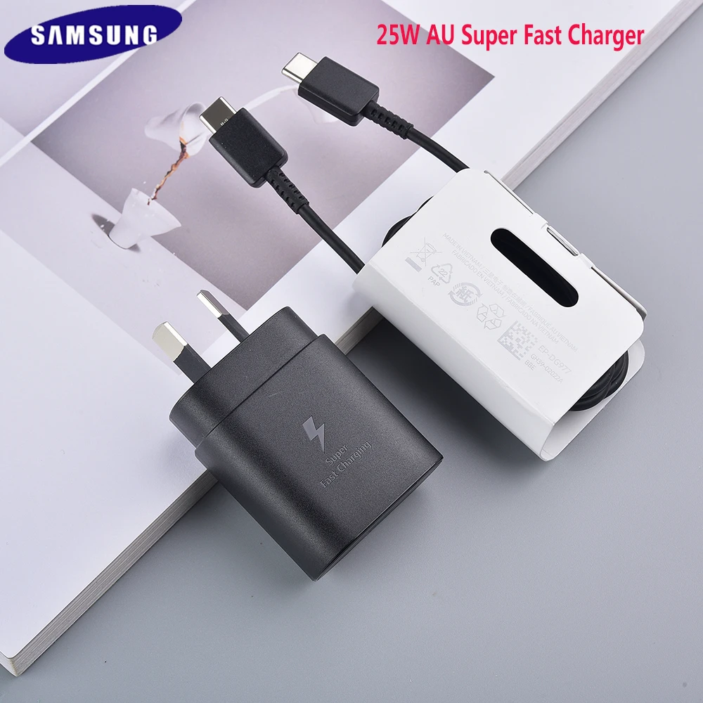 android charger type c Original Samsung EP-TA800 AU 25W PD Super Fast Charger 3A USB C To Type C Cable For Galaxy Note 10/10+/10 Plus S20 S20+ S20FE 5G android phone charger cord