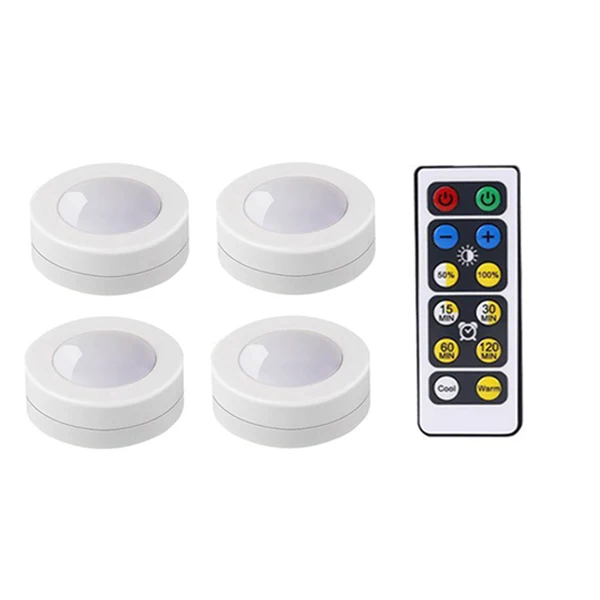 4pcs Set Светодиодные светильники для освещения шкафа Беспроводной под шкаф светильник ing Батарея приведенный в действие ночной Светильник s с дистанционным Управление Точечный светильник, 3/4/5/6 шт. в комплекте - Испускаемый цвет: 4pcs Set
