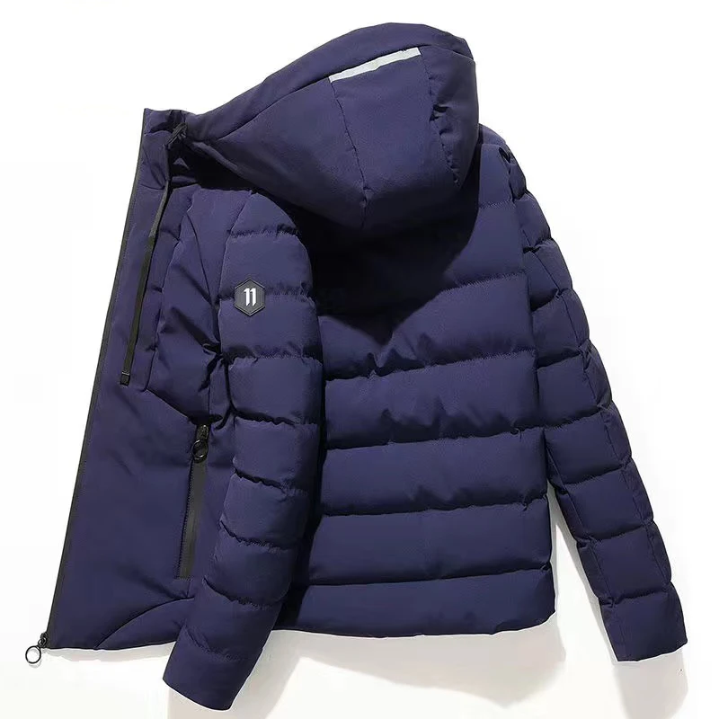 

2020 Winter Men Parka Cotton Padded Winter Jacket Coat Mens Warm Jackets Male Solid Color Hooded Zipper Thick Coats Down Parkas