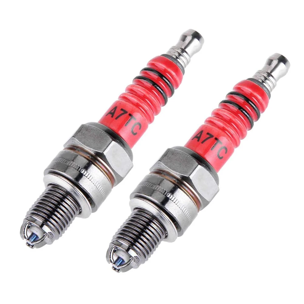 Motorcycle Spark Plug, 2pcs Racing Spark Plug 3 Electrode A7TC for 50cc 70cc 110cc 125cc 150cc Atv Scooter Dirt Bike Go Kart