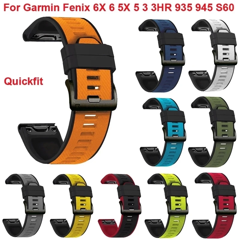 AISPORTS Compatible avec Garmin Fenix 3 Bracelet en Silicone,26mm Quick Fit  Bracelet de Montre Bracelet de Remplacement pour Garmin Fenix 6X/Fenix 6X