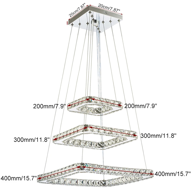 3 кольца квадратные хрустальные люстры с подсветкой Хрустальный подвесной светильник современная люстра светильник ing для гостиничного зала кафе бара