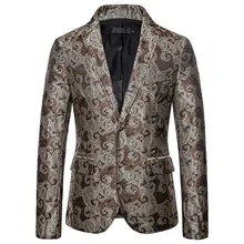 Стиль Slim Fit Мужской Блейзер Куртки Серебряный Цветочный Принт блейзер человек хип хоп сценический блейзер мужской повседневный мужской s Пальто Блейзер Топ