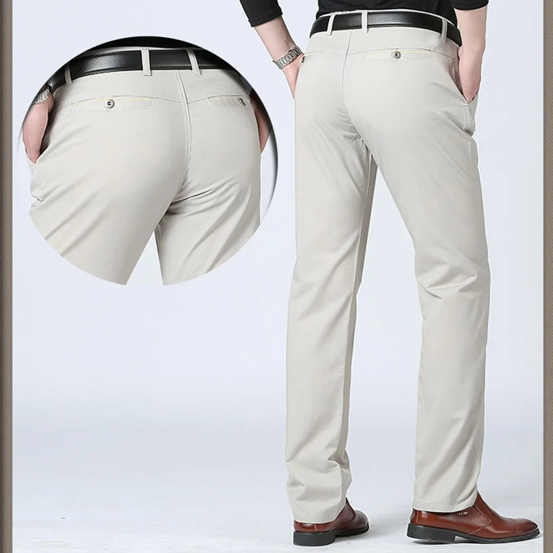 Mens Pants Cotton Casual Stretch Male Trousers Man Long Straight Plus Size Suit Pant casual pants