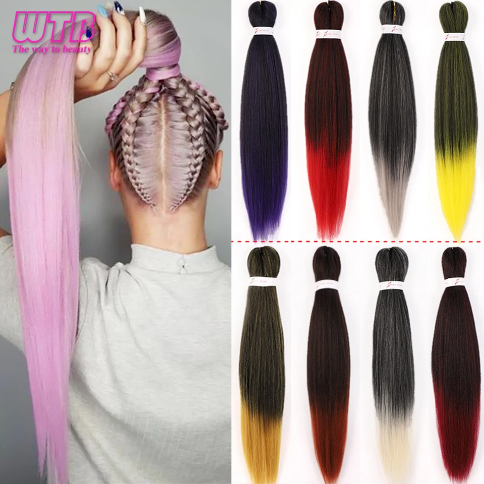 

WTB Pre-stretched Braiding Hair Easy Braid Synthetic Fiber Ombre Corchet Braids Yaki Texture Hair Extensions Braid Hair 24 Inch
