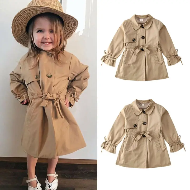 Toddler Infant Baby Girls Fall Winter clothes Trench Coat Wind Hooded Jacket Kids Outerwear 