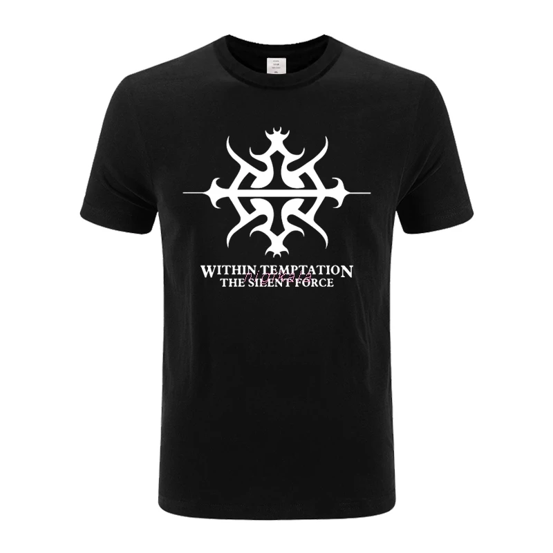 

Hot Sale 2019 Fashion Men Cotton Casual Short Sleeve T Shirt Punk Style Brand Summer Within Temptation Band Print T-shirt