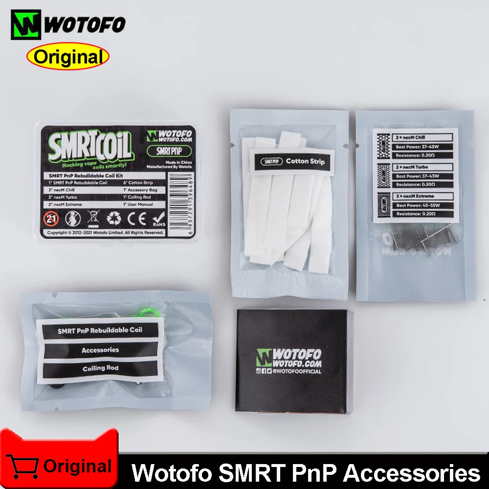 Оригинальный комплект спиралей Wotofo SMRT PnP из хлопка с nexM Extreme/ Turbo/ Chill | Электроника