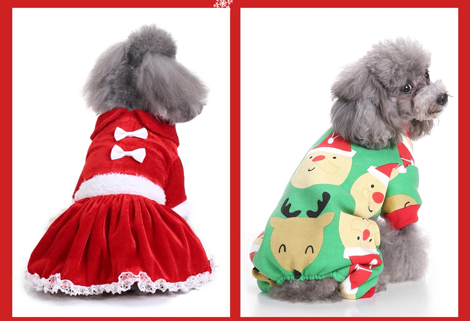 НОВАЯ РОЖДЕСТВЕНСКАЯ одежда для собаки, костюмы Санта-собаки для праздников и вечеринок, красное пальто с узором, пальто для собак, платье для домашних животных, Рождественская одежда