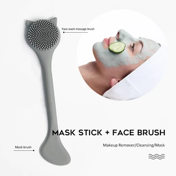 

Silicone Facial Cleansing Brush Mask Stick Face Wash Brush Dual-use Face Body Exfoliating Pore Deep Clean Brush Skin Care Tool