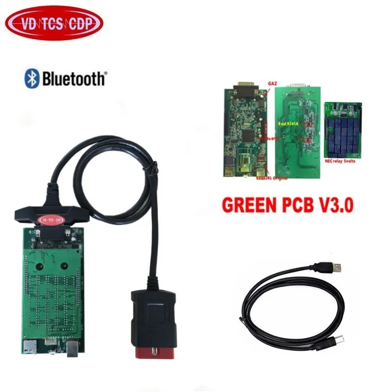 obd2 лучший V3.0 PCB VD TCS CDP. R0 keygen диагностический инструмент с bluetooth+ 8 автомобильных кабелей на выбор - Цвет: V3.0 with bluetooth