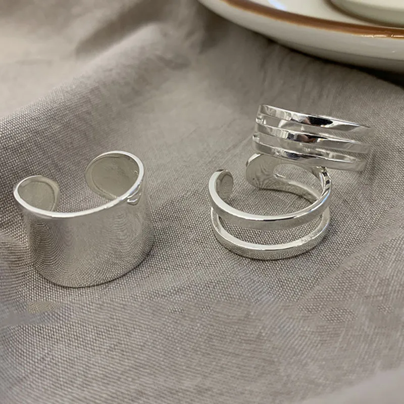 Silver Rings Foxanry Fashion Silver Color Finger Rings for Women Minimalist Geometric Handmade Width anillos Party Jewelry Gifts Silver Ring