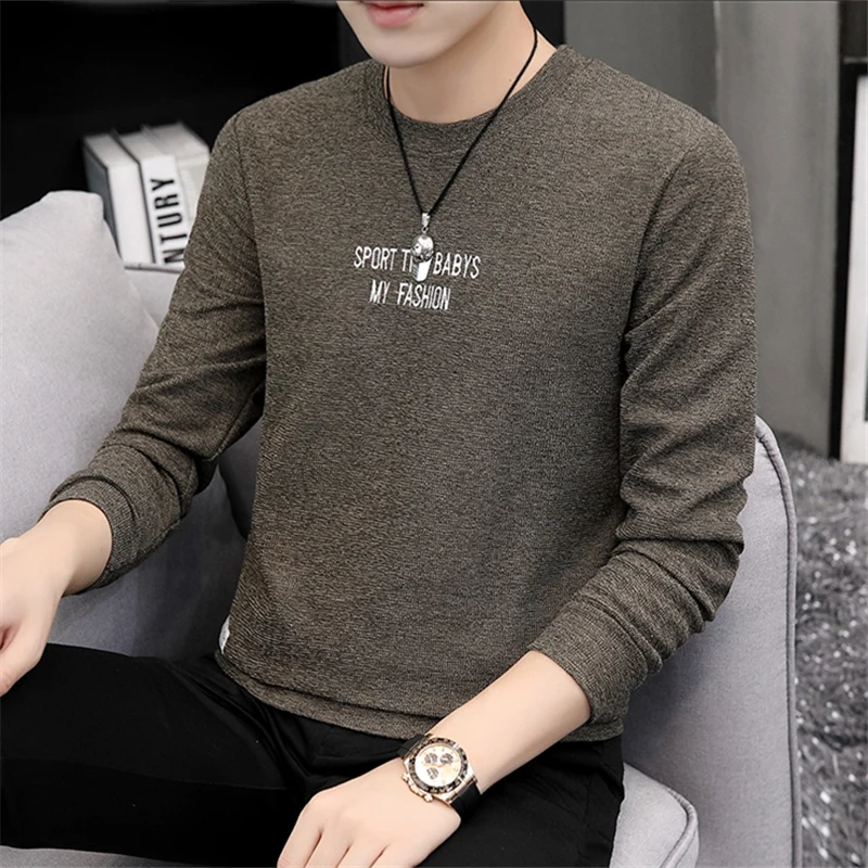 

Men's Sweater Thin for Autumn and Winter Cotton Knitwear Personality Knitted Blouse Handsome Youth Qiuyi Bottoming Clothes