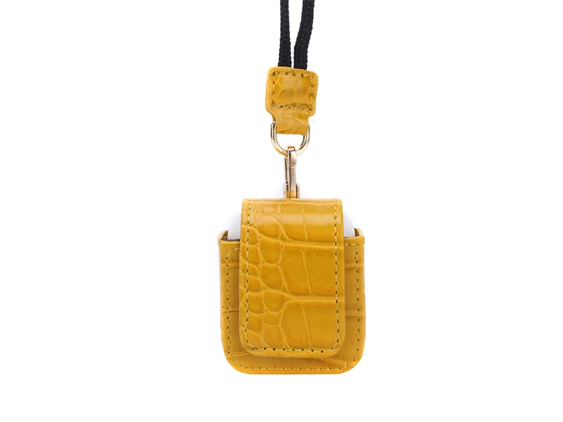 yellow Zenos Leather Case For Airpods Women Man Premium Pu Leather Crocodile/Ostrich Pattern Earphone Protective Cover Bag Accessory - Цвет: yellow