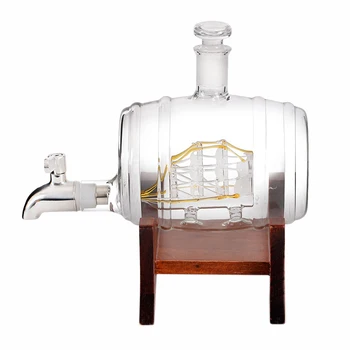 

Creative Barrel Whiskey Decanter Set 1000Ml Liquor Decanter Gift Set Craft Wine Bottle Holder Wine Set for Bar Home Party Decora