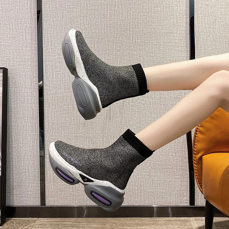 Natascha Women Ankle Boots Winter Chunky Platform Boots spring/autumn Fashion Round Toe Women's Stretch Fabric Women Sneakers