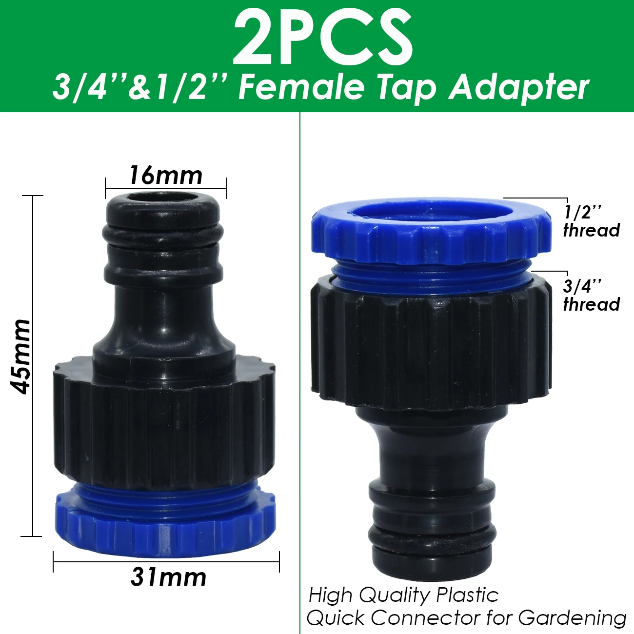 SPRYCLE Garden Quick Connector Tap 1/2" 3/4" Male Female Thread Nipple Joint 1/4" Hose Repair Irrigation Water Splitters Tools 