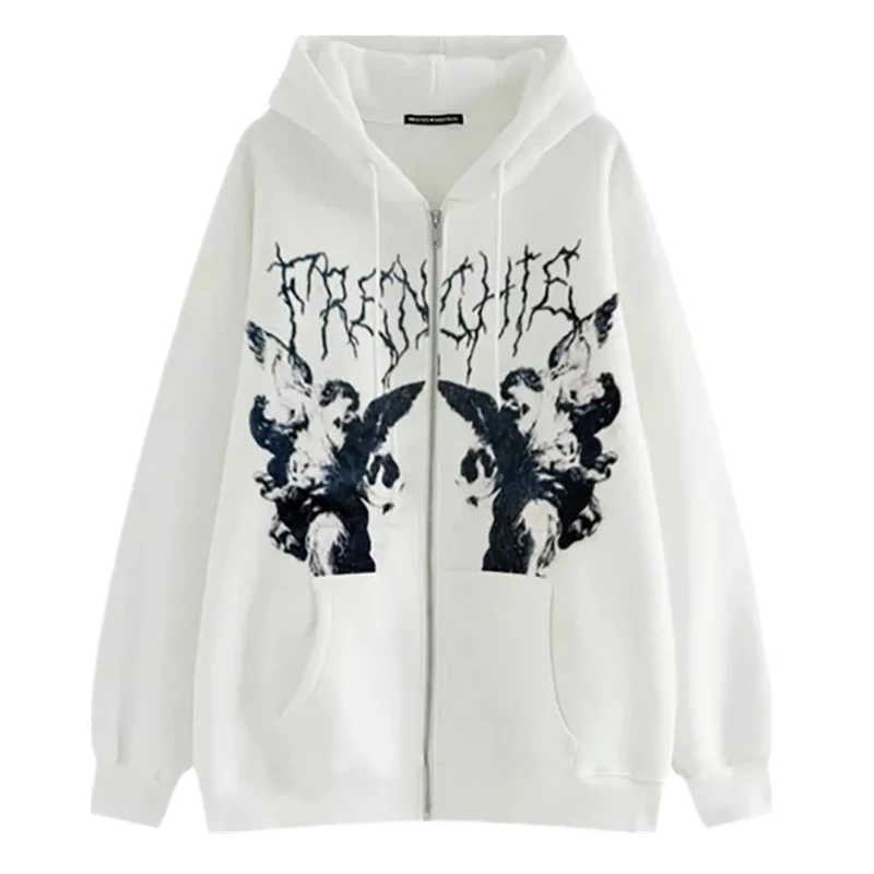 Zip Up And Print Hoodies FGKKS Hoodie Angel Fairy Grunge Print Jacket