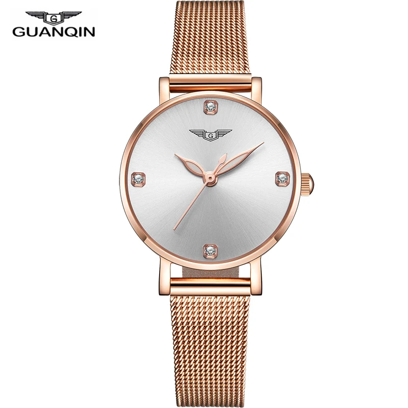 Reloj Mujer GUANQIN Роскошные Брендовые женские часы золотой полный стальной браслет кварцевые часы женские модные наручные часы Relogio Feminino