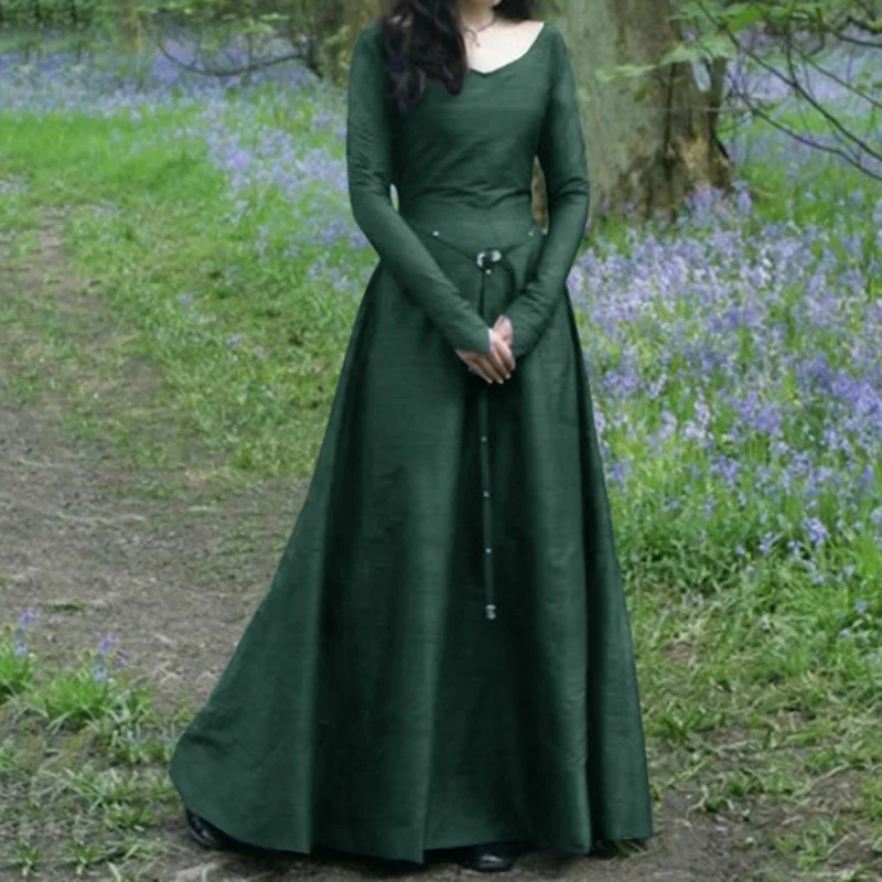 new Halloween Cosplay Costumes Scary Vampire Witch Costume for Women Medieval Maxi Dress