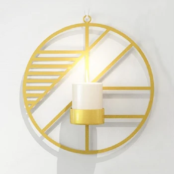 

Christmas Holiday Wall Mounted Wedding Events Round Living Room Modern Gifts Candle Holder Crafts Home Decor Iron Structure