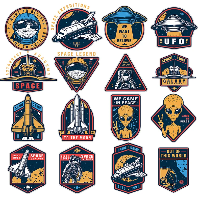 

Nicediy UFO Alien Patches Heat Transfer Vinyl Sticker Astronaut Universe Iron On Transfers For Clothes Thermal Transfer Applique