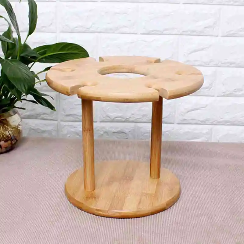 Wine Glass Holder Bamboo Tabletop Wine Glass Drying Racks Camping for 6 Glass and 1 Wine Bottle