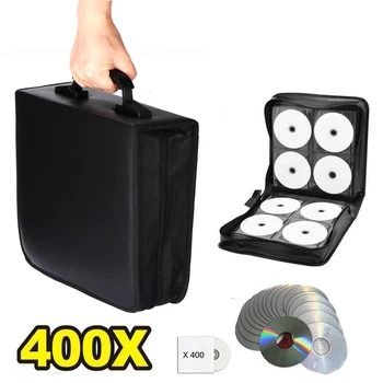 

400 Disc CD PU Leather CD Storage Handbag DVD Organizer Holder Storage Case Bag Wallet Album Media Video PU Leather Black