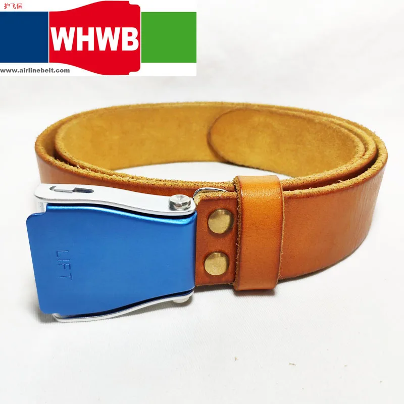 Unique design wash style Genuine leather belt airplane seat belt buckle different color buckle selection fashion durable