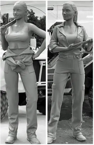 

1/35 Resin Figure Woman Repairman 2pcs/set (no car) Model Kits