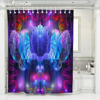 

Blue Ombre Artistic Flowers Psychedelic Shower Curtains Indian Mandala Hippie Bathroom Curtain Boho Decor Bath Curtain Abstract