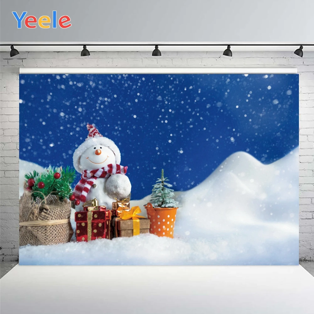 

Yeele Christmas Light Bokeh Backgrounds For Photography Winter Snow Snowman Gift Baby Newborn Portrait Photo Backdrop Photocall