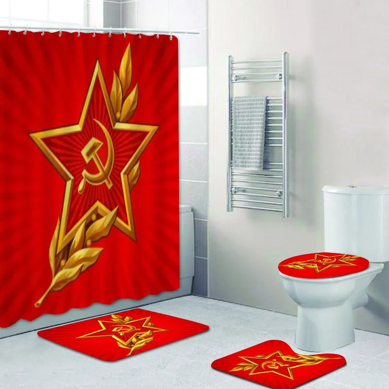 

Набор водонепроницаемых занавесок для душа, ковриков для ванной, с изображением русского защитника Отечества