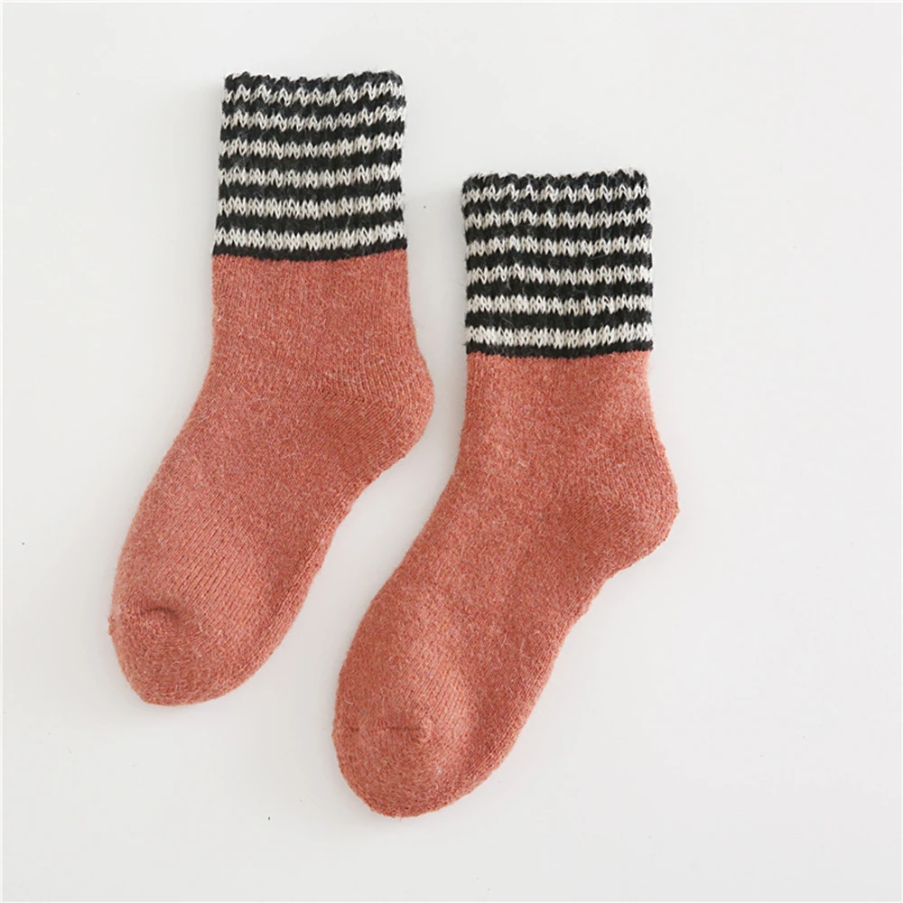 Суперплотные шерстяные носки с изображением кролика для холодной зимы; теплые детские носки для мальчиков и девочек - Цвет: red