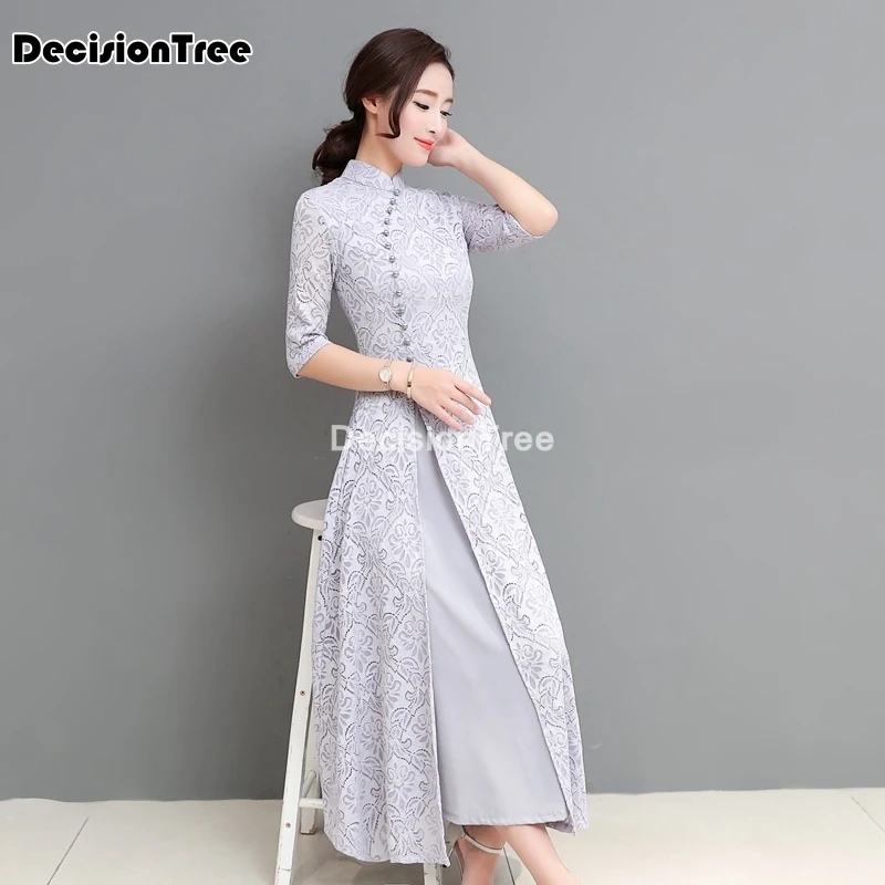 2021 китайское платье в народном стиле вьетнамское традиционное aodai Ципао из двух