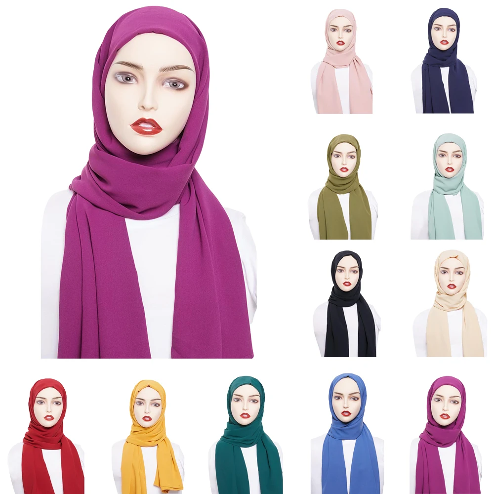 70*180 см плотная Hijab шарф Мусульманский Для женщин шаль Обёрточная бумага исламский женские длинные шарфы молитва хиджаб сплошной Цвет Макси платок платки