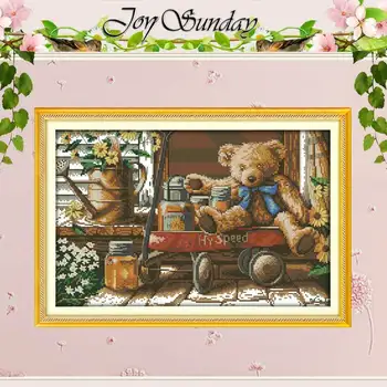 

Honey Bear Patterns Counted Cross Stitch 11CT 14CT Cross Stitch Set Wholesale Cartoon Cross-stitch Kit Embroidery Needlework