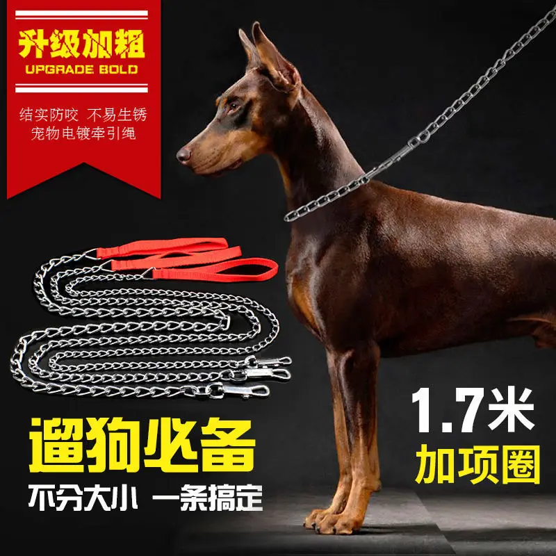

Pet Dog Hand Holding Rope Golden Retriever Teddy Dog Chain Neck Ring Iron Chain Small Medium Large Dog Dog Rope