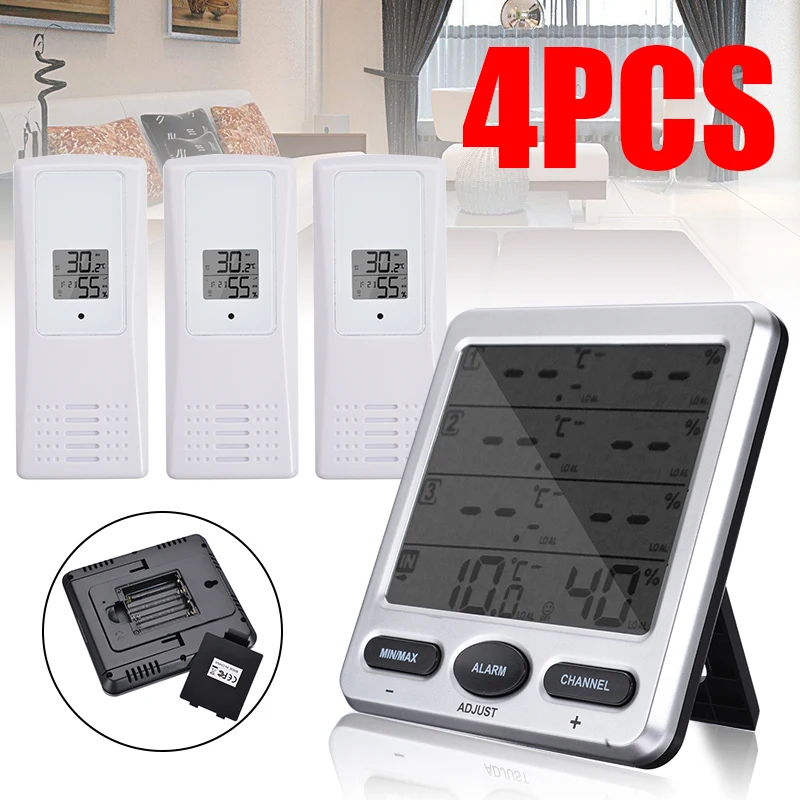 

Smart LCD Digital Thermometer Hygrometer 3 Remote Sensor Hygrometer Wire Indoor Outdoor Temperature Instruments