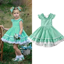 Г. Летние детские платья принцессы с короткими рукавами для девочек, праздничное платье платья-пачки для дня рождения детская повседневная одежда От 1 до 5 лет Vestidos