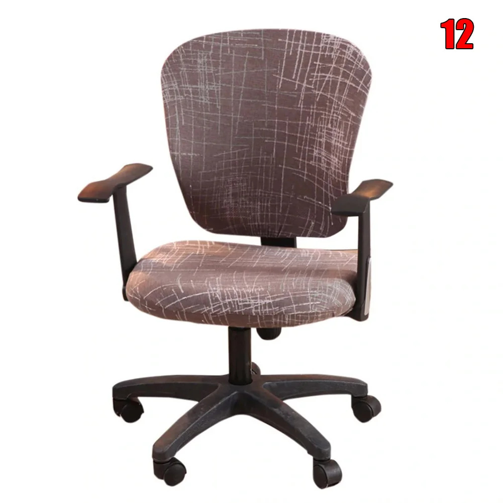 Чехол для компьютерного стула с принтом, эластичный раздельный чехол для кресла для дома, офиса J99Store - Цвет: 12